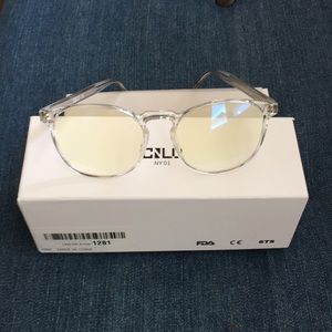 CNLO blue light filter computer glasses. NIB. Clear frames.